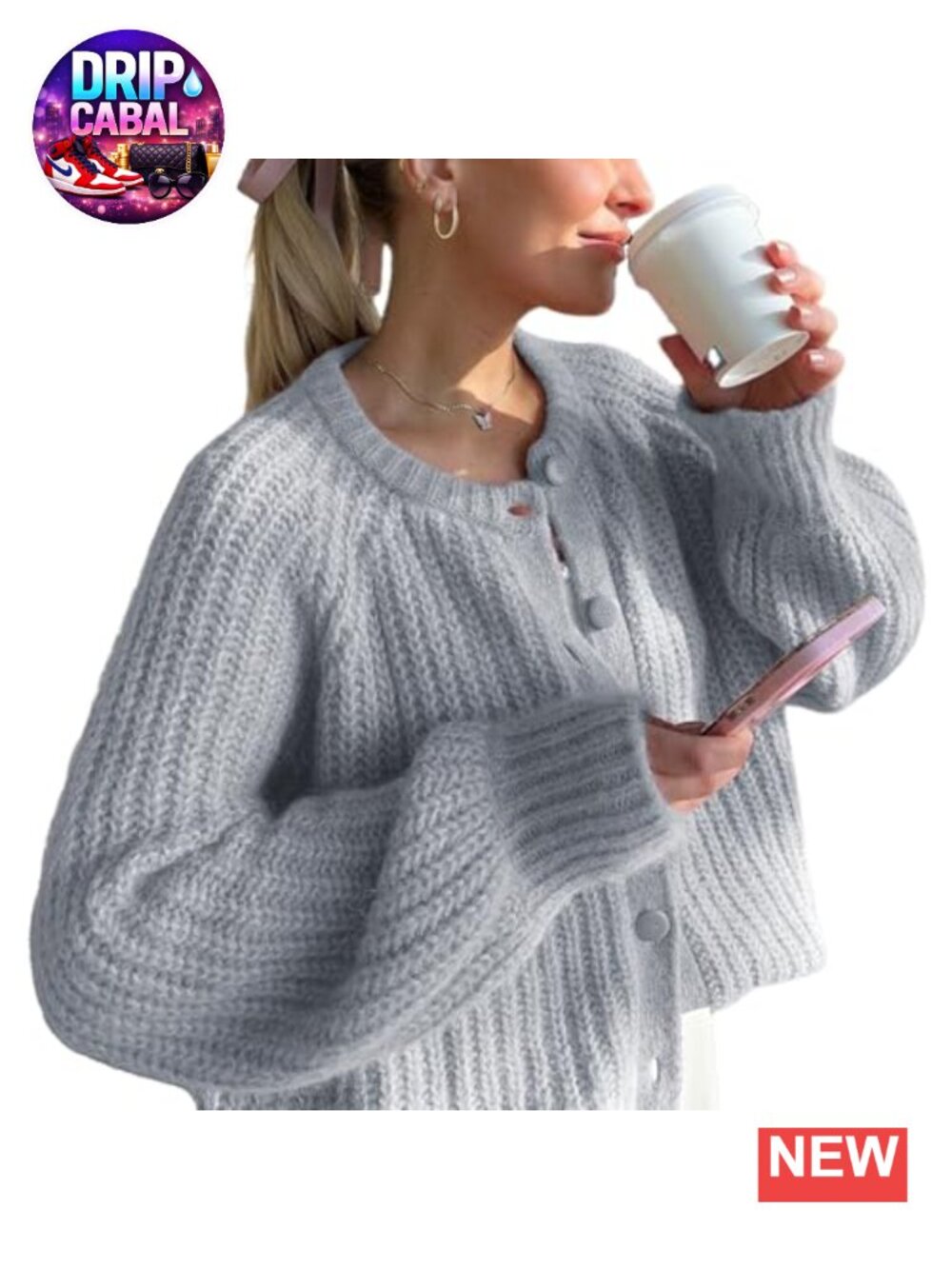 Womens Button Down Chunky Knit Cardigan Sweater Long Sleeve Open Front